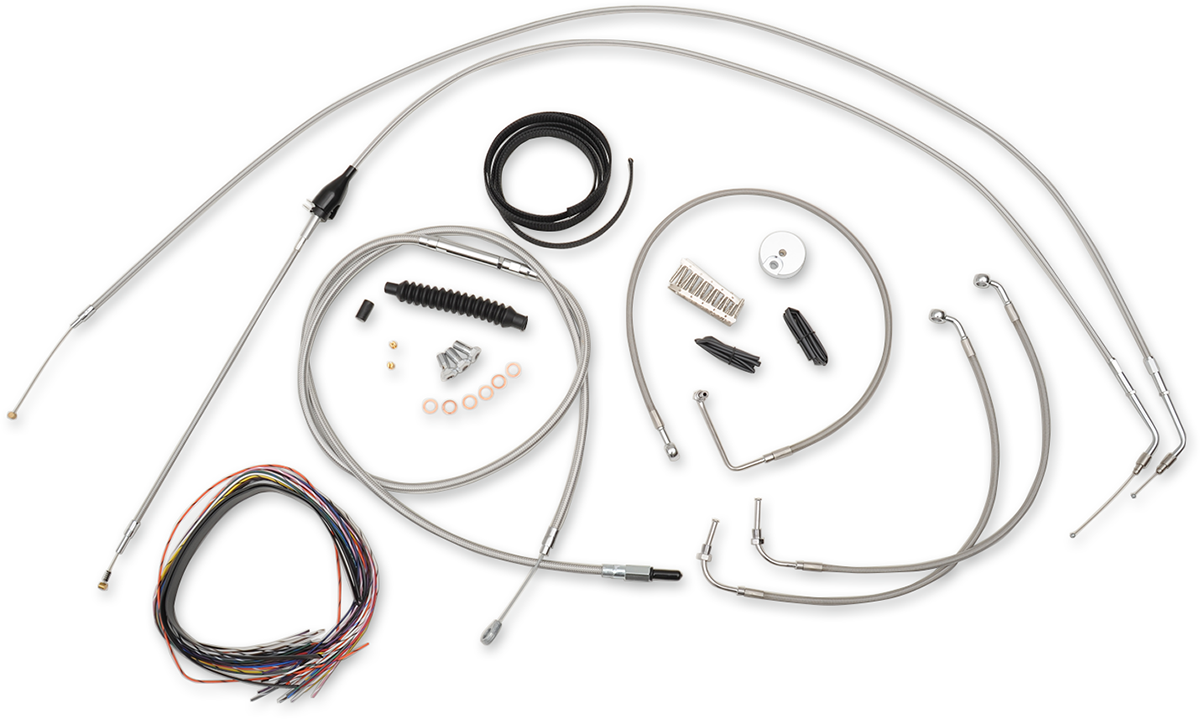 LA CHOPPERS Handlebar Cable/Brake Line Kit - Complete - Mini Handlebars - Stainless LA-8005KT2A-08
