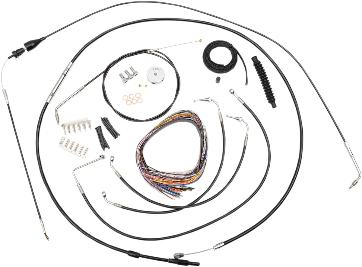 LA CHOPPERS Handlebar Cable/Brake Line Kit - Complete - 12" - 14" Handlebars - Black Vinyl LA-8005KT2B-13B