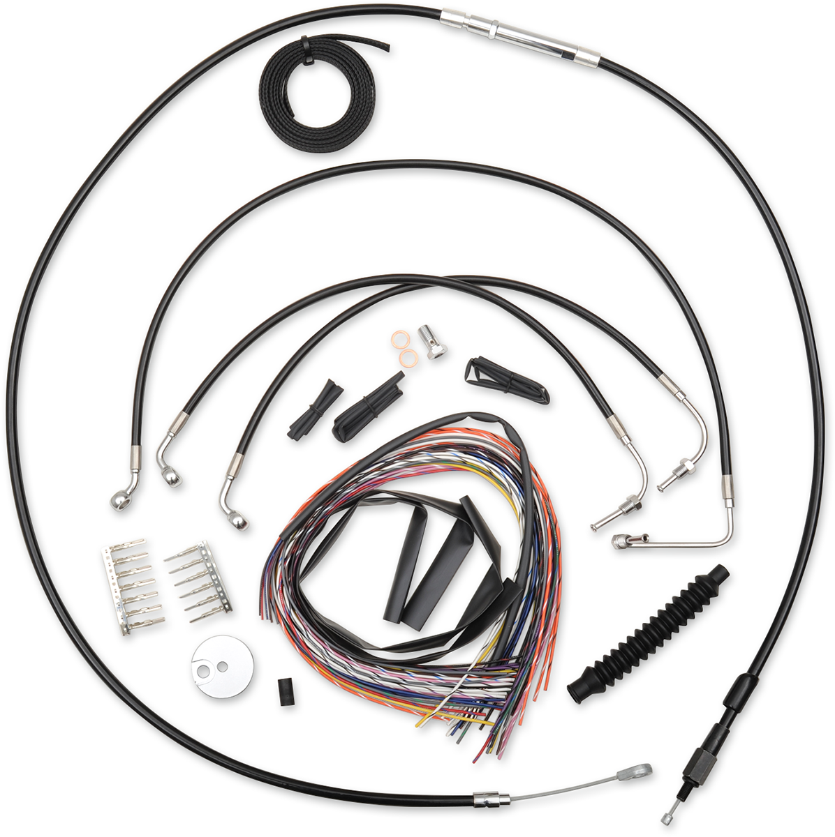 LA CHOPPERS Handlebar Cable/Brake Line Kit - Complete - 18" - 20" Handlebars - Black Vinyl LA-8010KT2-19B