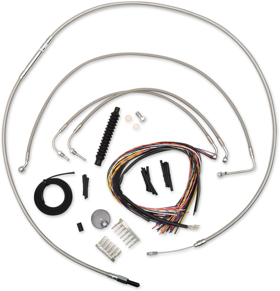 LA CHOPPERS Handlebar Cable/Brake Line Kit - Complete - 18" - 20" Handlebars - Stainless LA-8011KT2-19