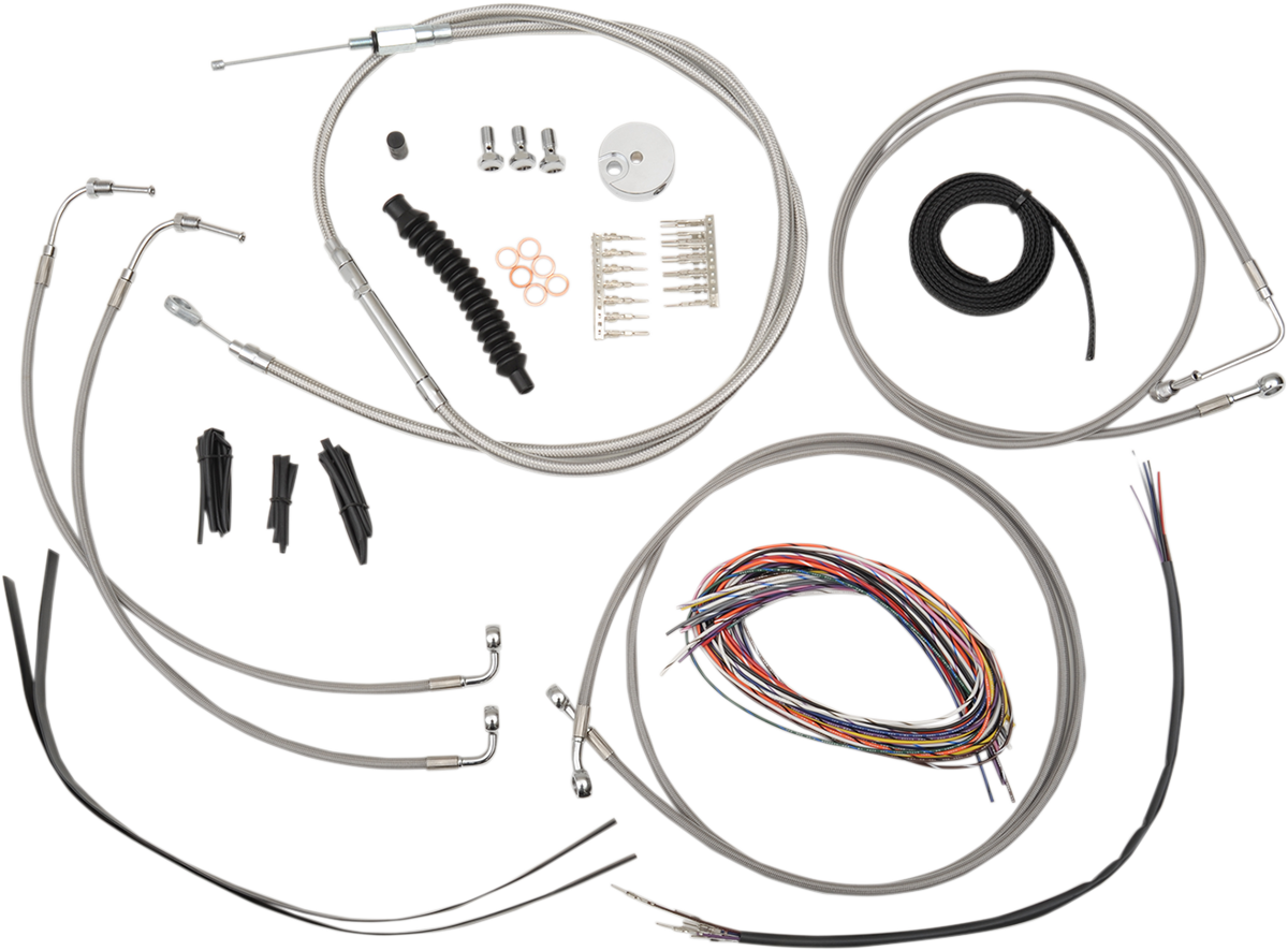 LA CHOPPERS Handlebar Cable/Brake Line Kit - Complete - 15" - 17" Handlebars - Stainless LA-8051KT2-16