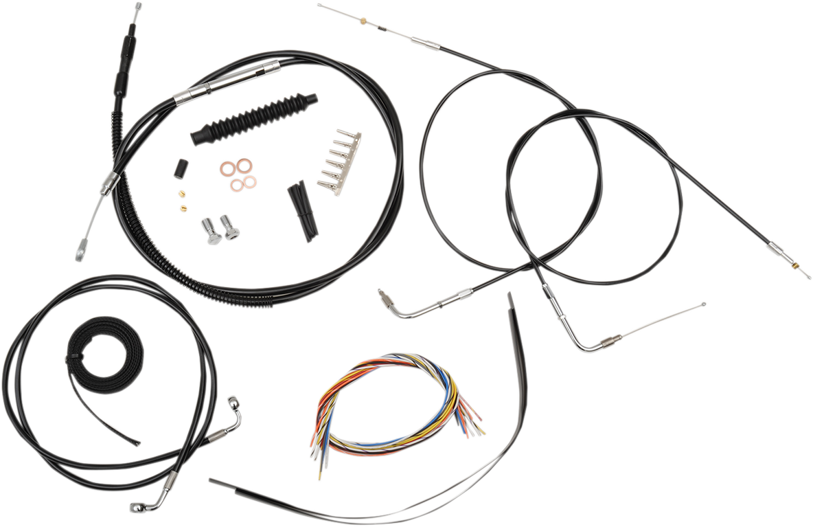 LA CHOPPERS Handlebar Cable/Brake Line Kit - Complete - 18" - 20" Handlebars - Black Vinyl LA-8110KT2B-19B