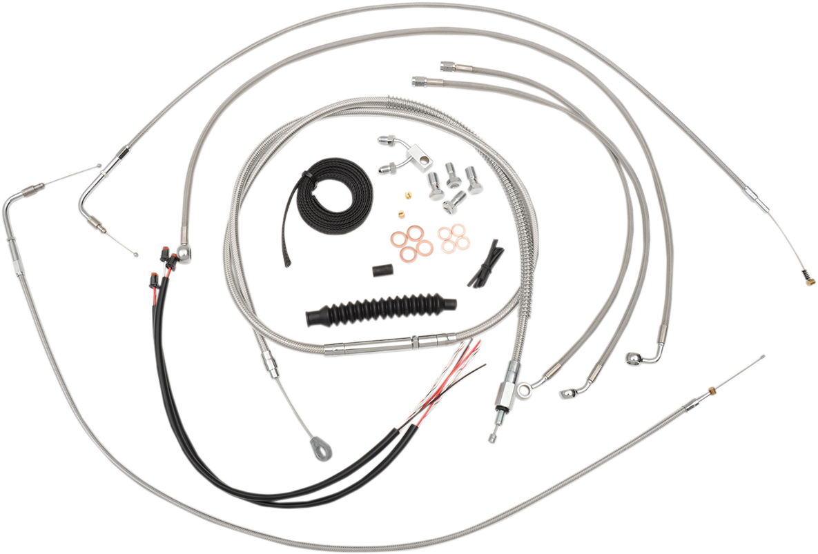 LA CHOPPERS Handlebar Cable/Brake Line Kit - Complete - 15" - 17" Handlebars - Stainless LA-8150KT2-16