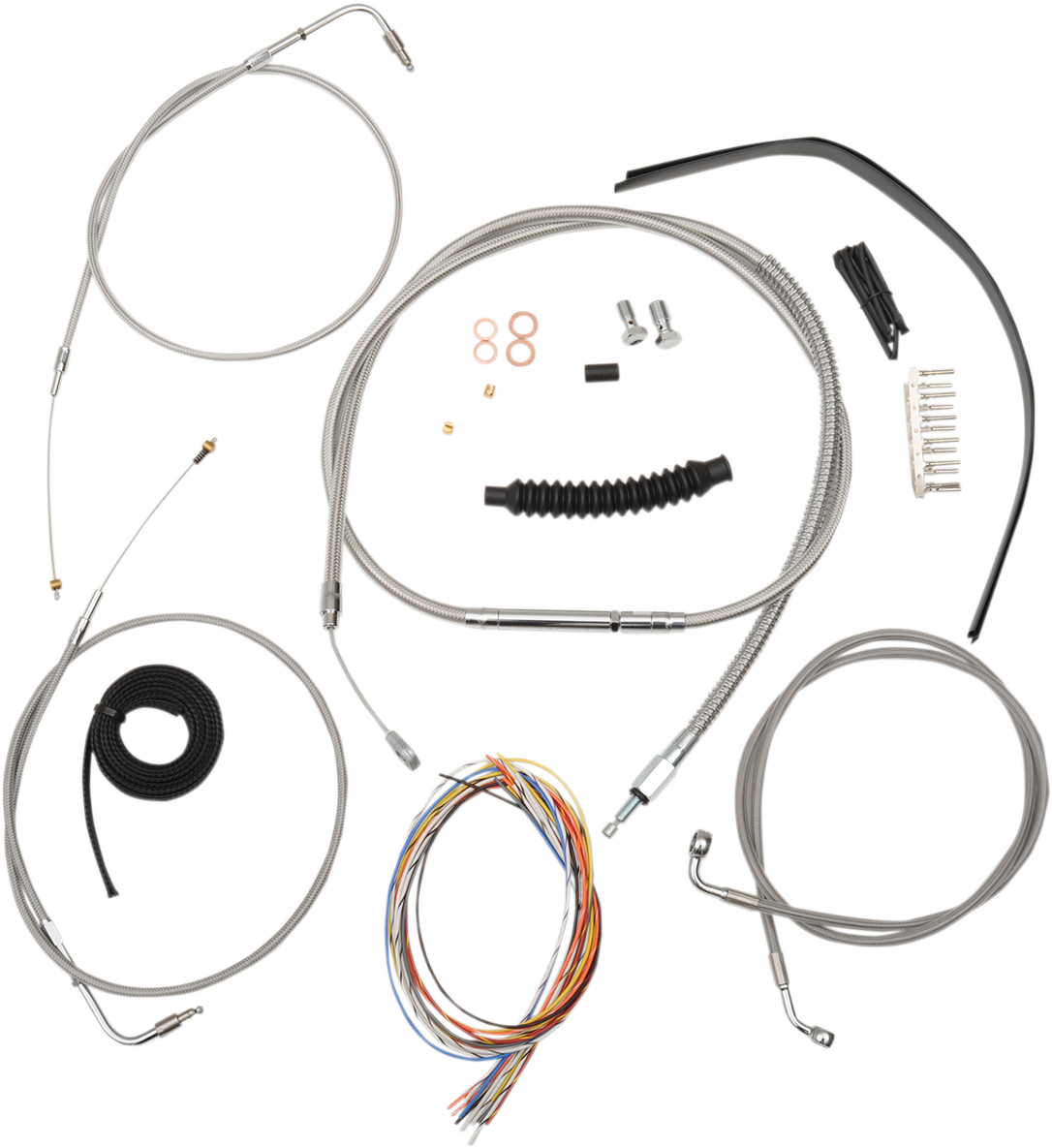LA CHOPPERS Handlebar Cable/Brake Line Kit - Complete - Mini Handlebars - Stainless LA-8310KT2-08