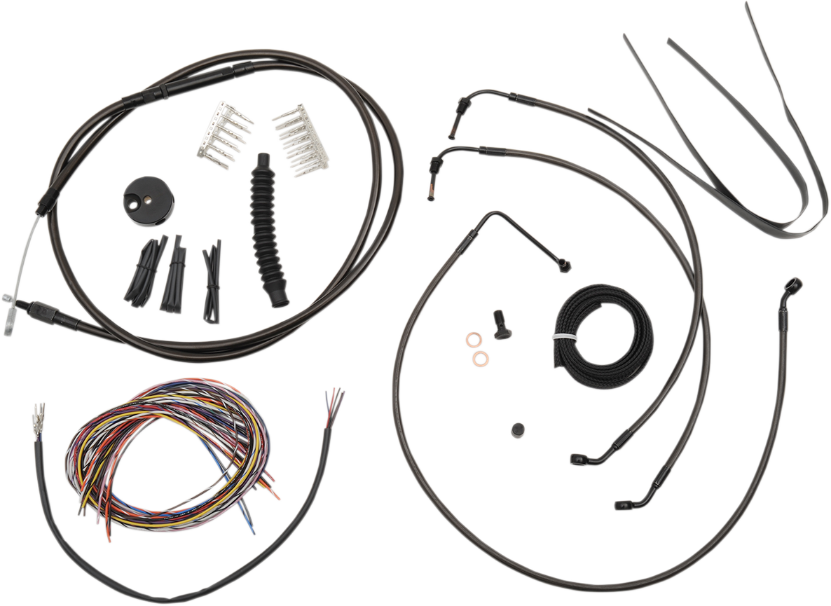 LA CHOPPERS Handlebar Cable/Brake Line Kit - Complete - 18" - 20" Handlebars - Midnight LA-8010KT2-19M