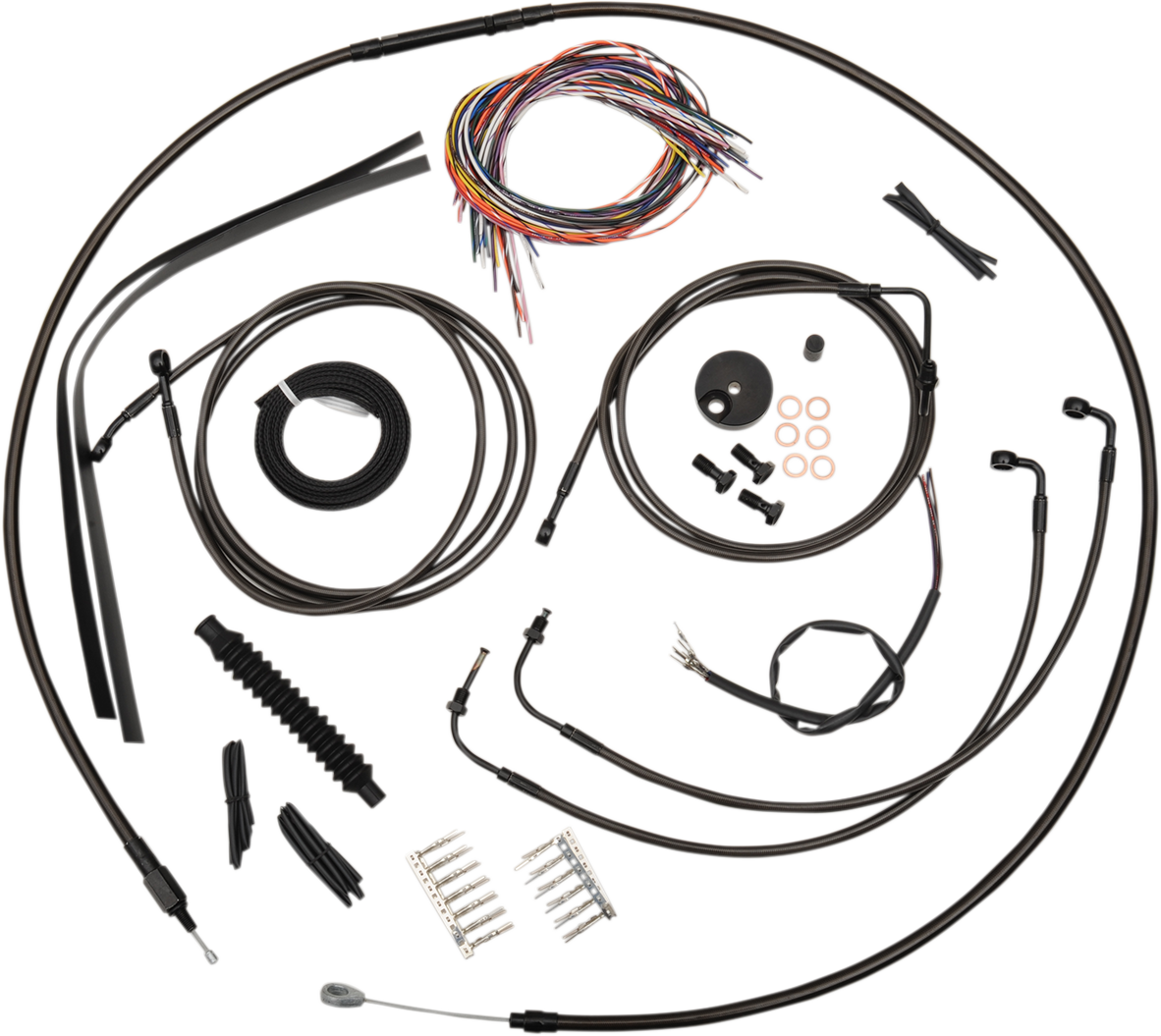 LA CHOPPERS Handlebar Cable/Brake Line Kit - Complete - 12" - 14" Handlebars - Midnight LA-8051KT2-13M