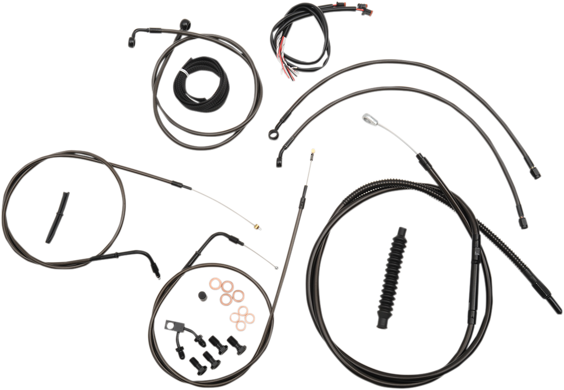 LA CHOPPERS Handlebar Cable/Brake Line Kit - Complete - 15" - 17" Handlebars - Midnight LA-8150KT2-16M
