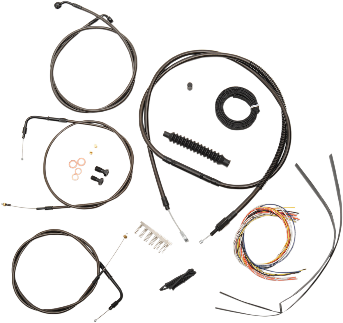 LA CHOPPERS Handlebar Cable/Brake Line Kit - Complete - 12" - 14" Handlebars - Midnight LA-8300KT2-13M