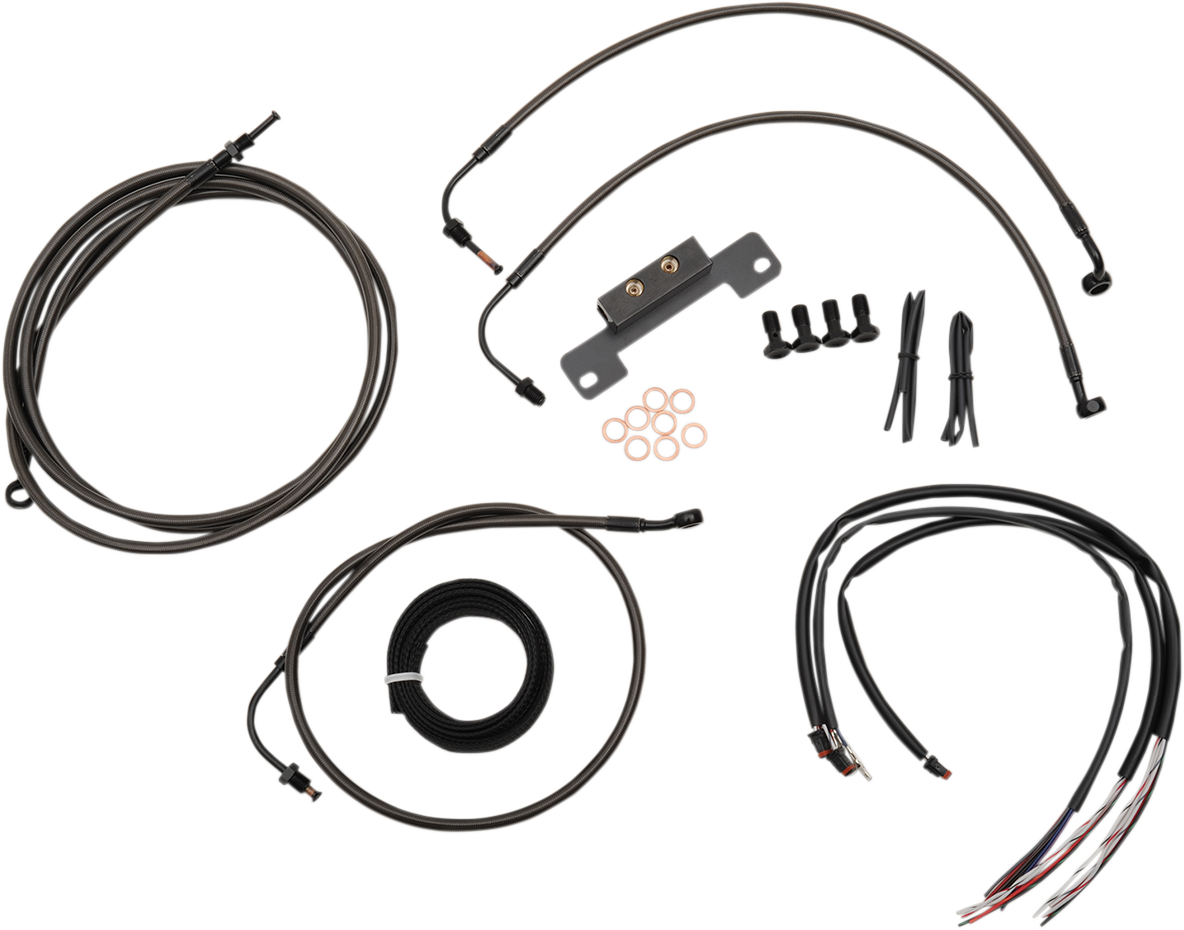 LA CHOPPERS Handlebar Cable/Brake Line Kit - Complete - 12" - 14" Handlebars - Midnight LA-8012KT2-13M