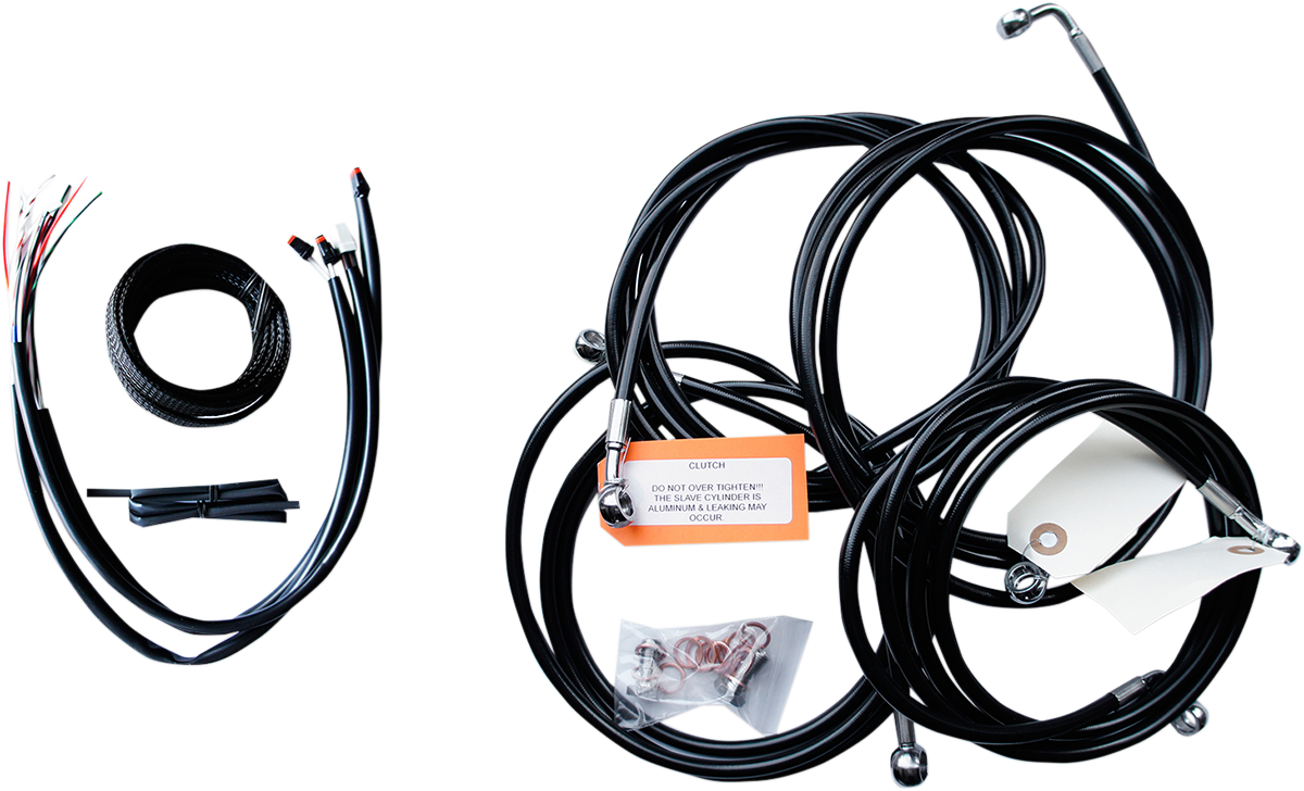 LA CHOPPERS Handlebar Cable/Brake Line Kit - Complete - 12" - 14" Handlebars - Black Vinyl LA-8053KT2-13B