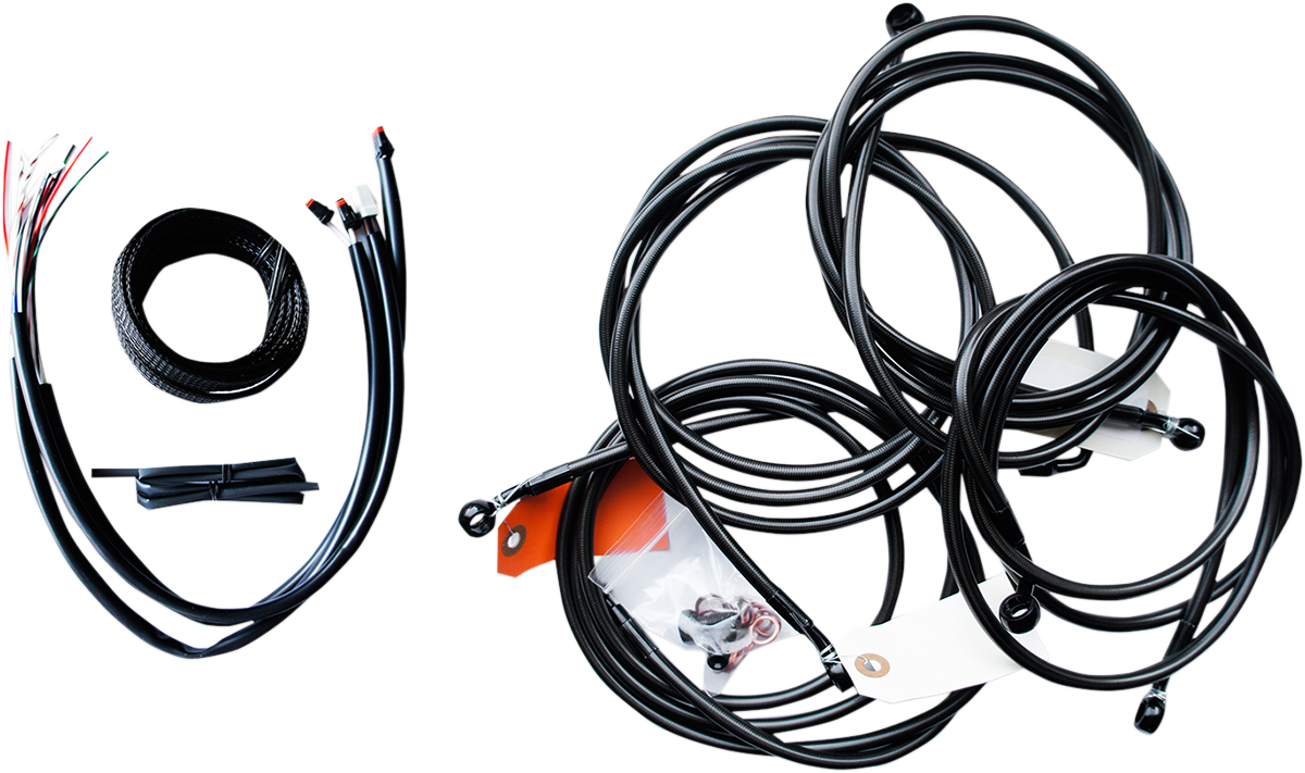 LA CHOPPERS Handlebar Cable/Brake Line Kit - Complete - 18" - 20" Handlebars - Midnight LA-8053KT2-19M