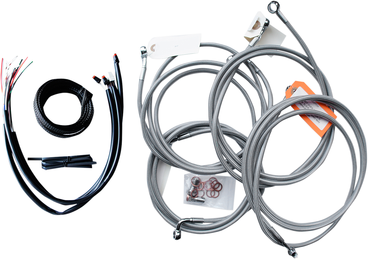 LA CHOPPERS Handlebar Cable/Brake Line Kit - Complete - 18" - 20" Handlebars - Stainless LA-8053KT2-19