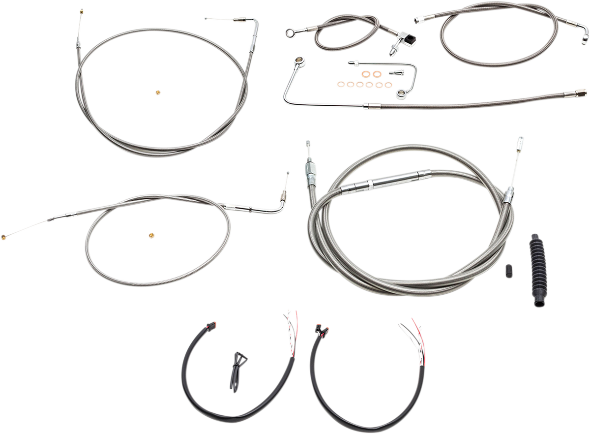 LA CHOPPERS Handlebar Cable/Brake Line Kit - Complete - 15" - 17" Handlebars - Stainless LA-8151KT2A-16