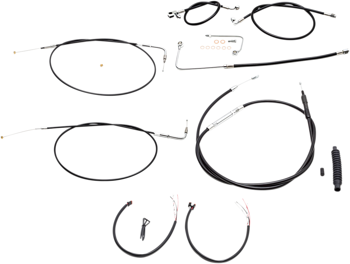 LA CHOPPERS Handlebar Cable/Brake Line Kit - Complete - 18" - 20" Handlebars - Black Vinyl LA-8151KT2A-19B