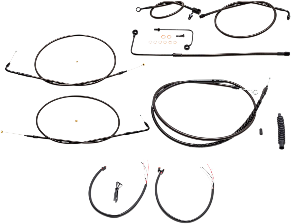 LA CHOPPERS Handlebar Cable/Brake Line Kit - Complete - 18" - 20" Handlebars - Midnight LA-8151KT2A-19M