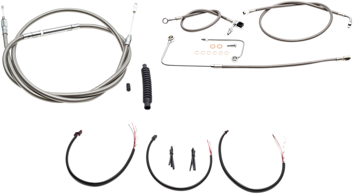 LA CHOPPERS Handlebar Cable/Brake Line Kit - Complete - 18" - 20" Handlebars - Stainless LA-8151KT2B-19