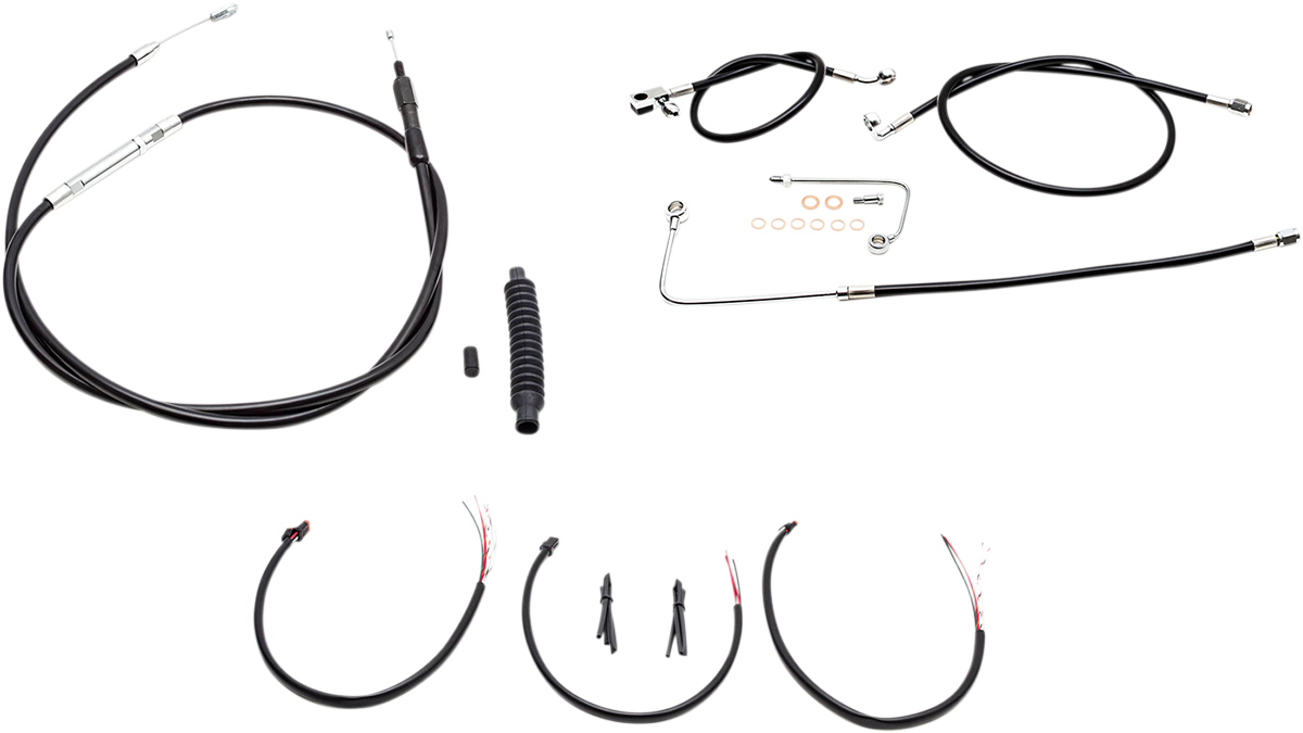 LA CHOPPERS Handlebar Cable/Brake Line Kit - Complete - 18" - 20" Handlebars - Black Vinyl LA-8151KT2B-19B