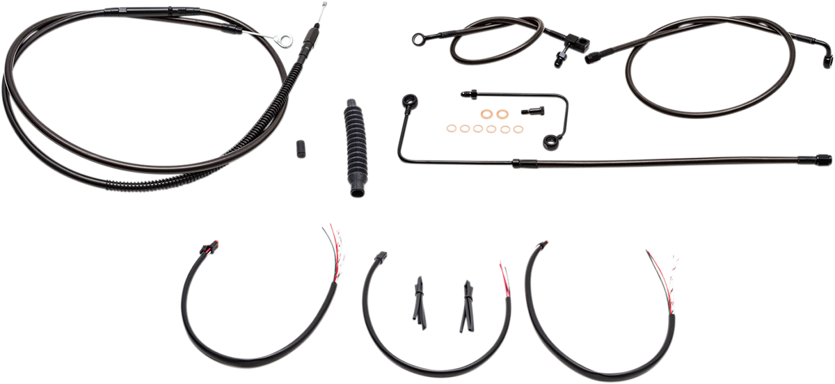 LA CHOPPERS Handlebar Cable/Brake Line Kit - Complete - 18" - 20" Handlebars - Midnight LA-8151KT2B-19M