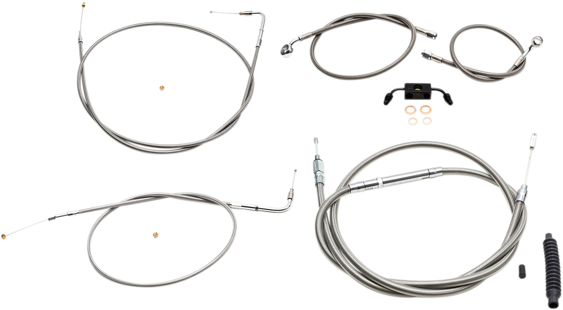 LA CHOPPERS Handlebar Cable/Brake Line Kit - 12" - 14" Ape Hanger Handlebars - Stainless Steel LA-8211KT-13