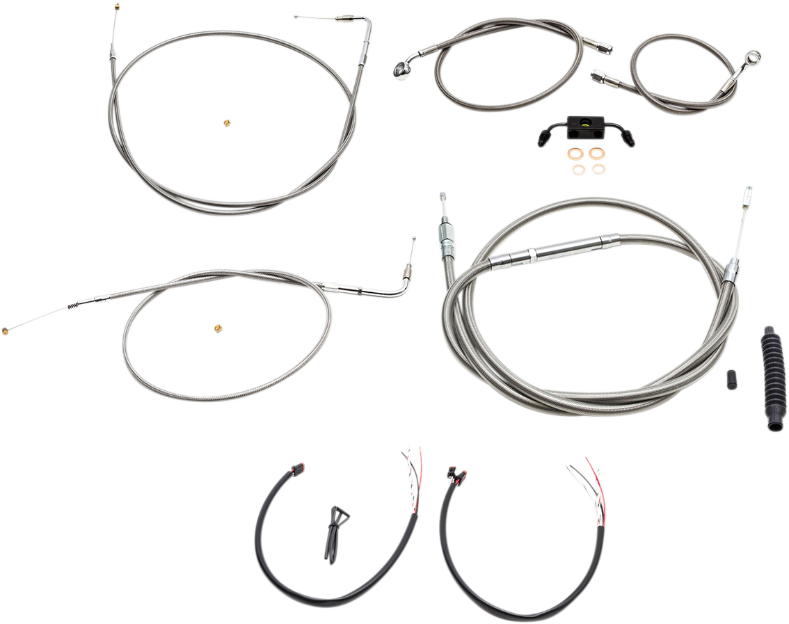 LA CHOPPERS Handlebar Cable/Brake Line Kit - Complete - Mini Handlebars - Stainless LA-8211KT2-08