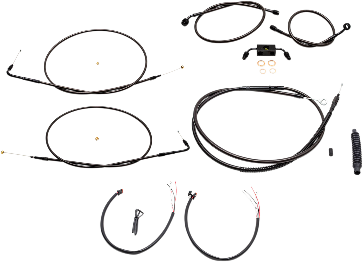 LA CHOPPERS Handlebar Cable/Brake Line Kit - Complete - 12" - 14" Handlebars - Midnight LA-8211KT2-13M