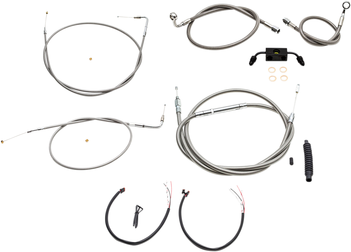 LA CHOPPERS Handlebar Cable/Brake Line Kit - Complete - Mini Handlebars - Stainless LA-8321KT2-08