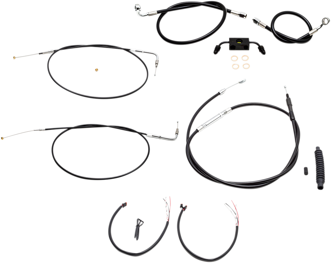 LA CHOPPERS Handlebar Cable/Brake Line Kit - Complete - Mini Handlebars - Black Vinyl LA-8321KT2-08B