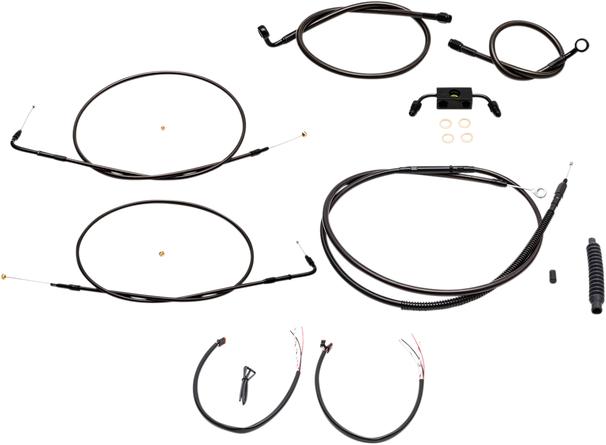 LA CHOPPERS Handlebar Cable/Brake Line Kit - Complete - Mini Handlebars - Midnight LA-8321KT2-08M