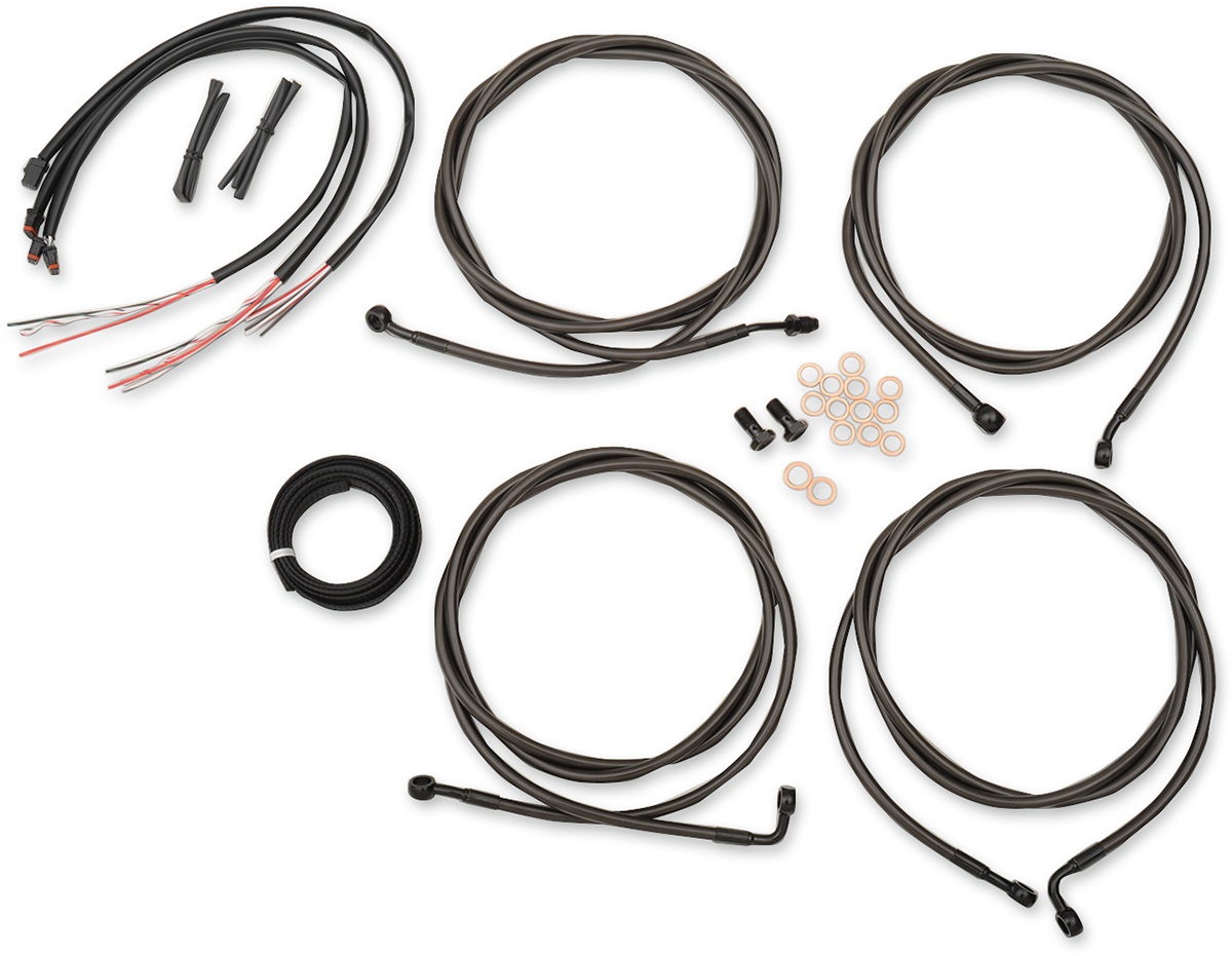 LA CHOPPERS Handlebar Cable/Brake Line Kit - Complete - 12" - 14" Handlebars - Midnight LA-8054KT2-13M