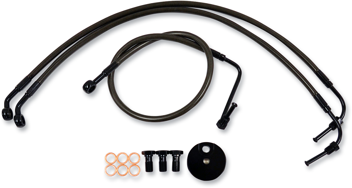LA CHOPPERS Brake Lines - 15" - 17" Ape Hanger Handlebars - Midnight LA-8310B16M