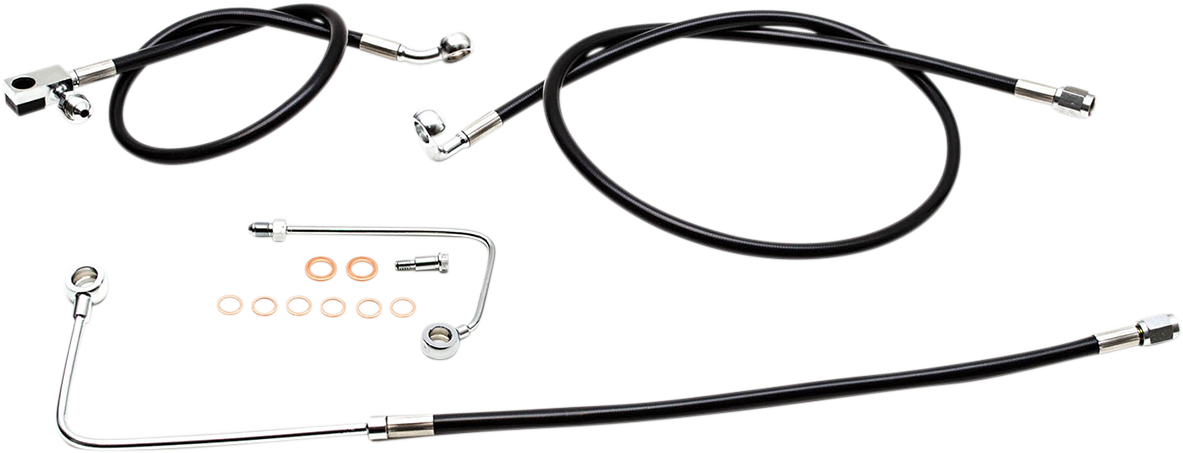 LA CHOPPERS Brake Line - 18" - 20" Ape Hanger Handlebars - Black LA-8151B19B