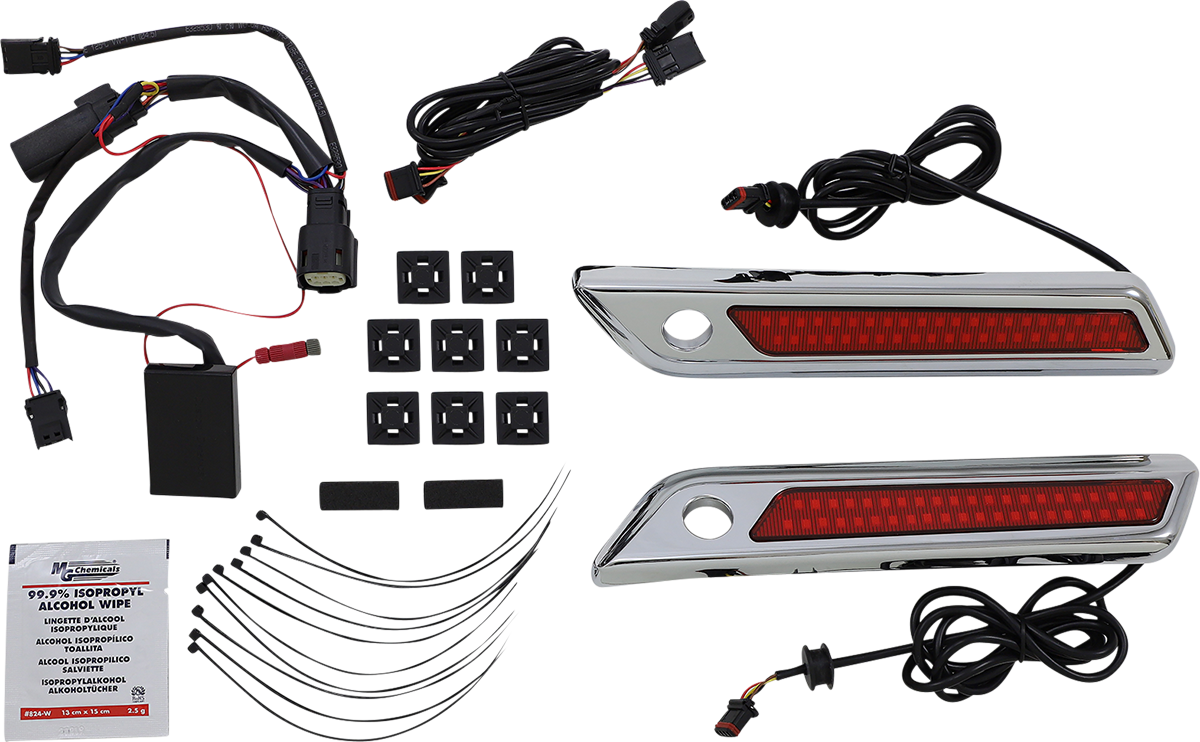 CUSTOM DYNAMICS Latch Light - Saddlebag - Dual Color - Red - Chrome CD-SBL-DC-RC
