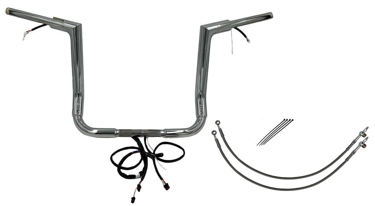 FAT BAGGERS INC. Handlebar Kit - Flat Top - 14" - Chrome 601214