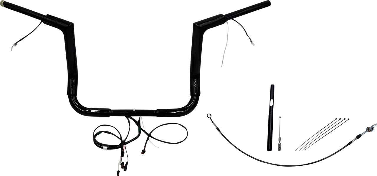 FAT BAGGERS INC. Handlebar Kit - Flat Top - 12" - Black 612012-B