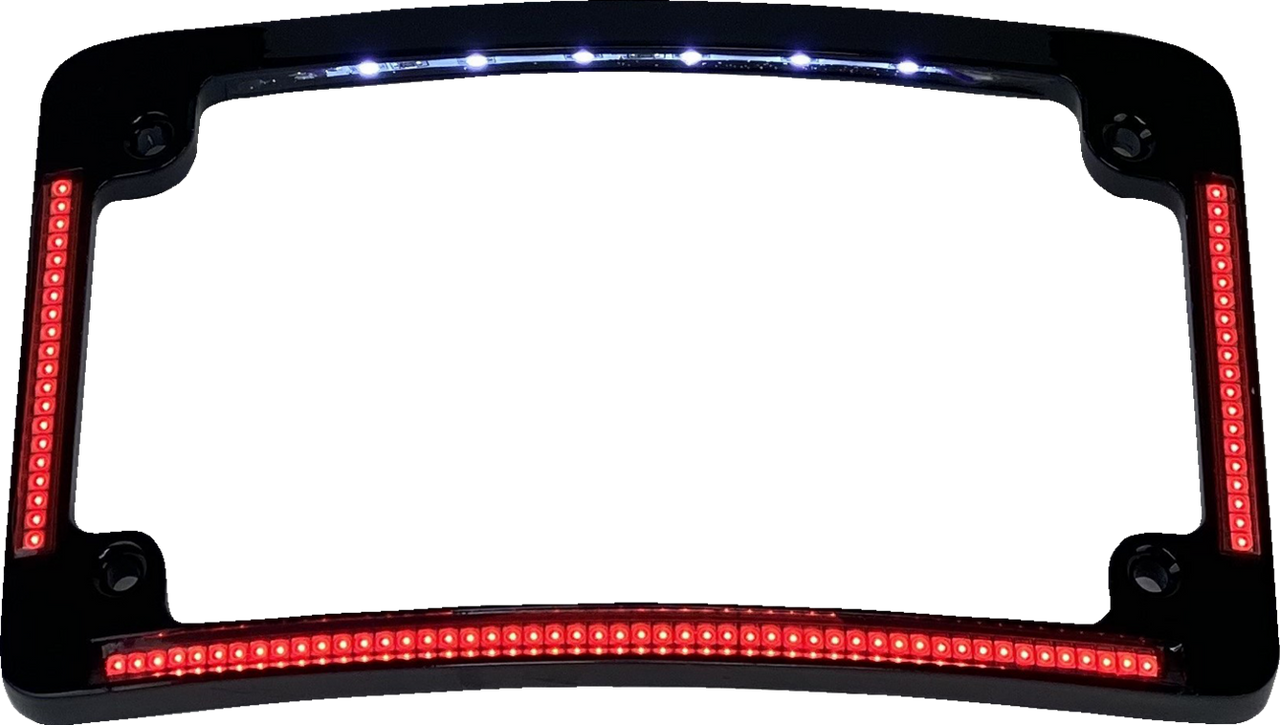CUSTOM DYNAMICS License Plate Frame - Red/White LED - Gloss Black TF08-B