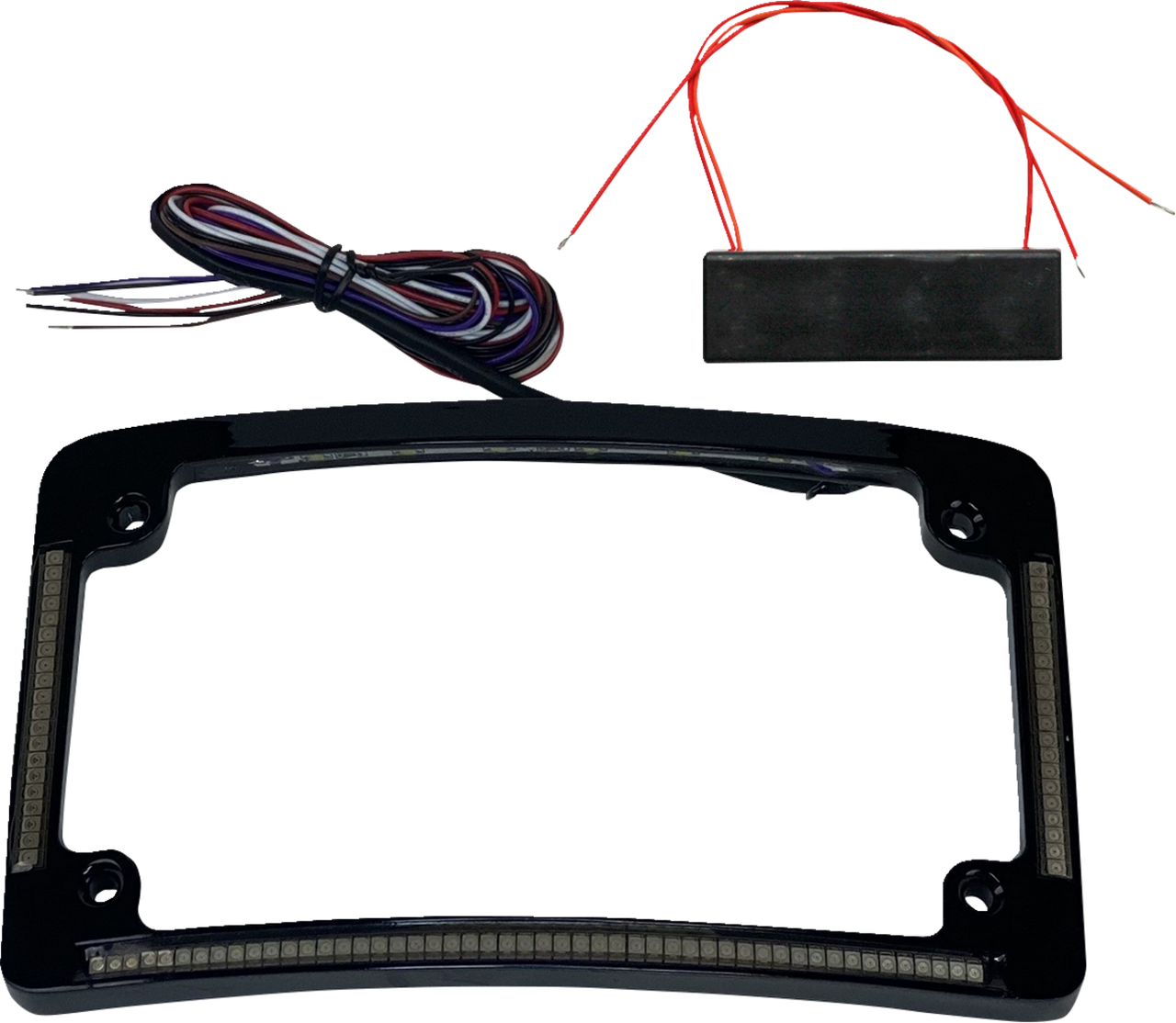CUSTOM DYNAMICS License Plate Frame - Red/White LED - Gloss Black TF08-B