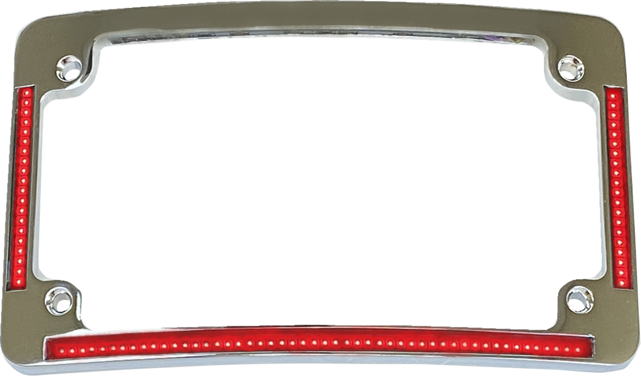 CUSTOM DYNAMICS License Plate Frame - Red/White LED - Chrome TF08-C
