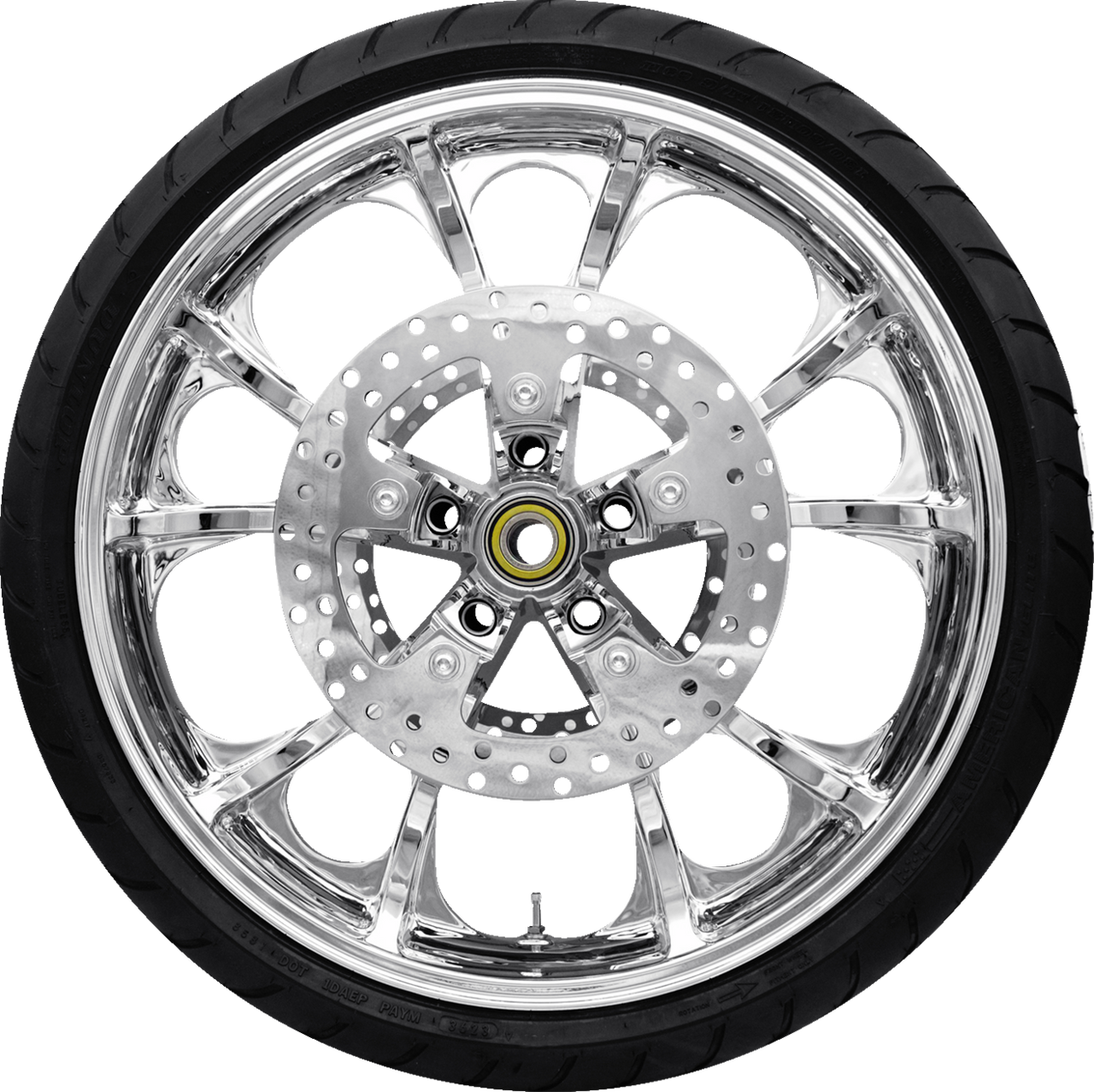 COASTAL MOTO Largo Front Wheel (21"/Chrome)/Rotors (11.8")/Dunlop Tire (130/60B21) PKG-LGO213CH-ABST