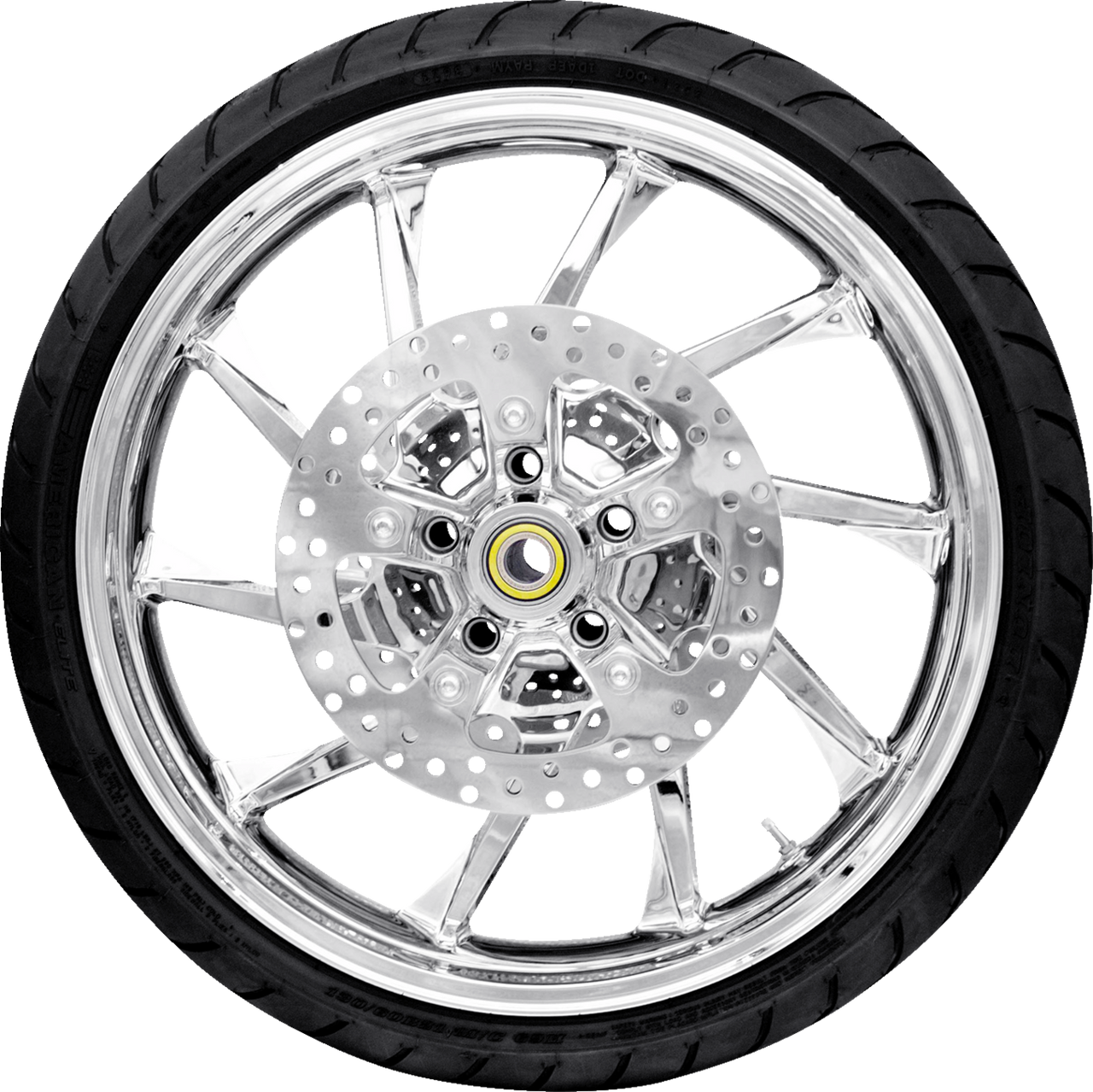 COASTAL MOTO Hurricane Front Wheel (21"/Chrome)/Rotors (11.8")/Dunlop Tire (130/60B21) PKG-HUR213CH-ABST