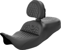 Thumbnail for SADDLEMEN RoadSofa* Seat - Honeycomb - with Backrest - FL '08-'23 808-07B-189BR