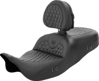 Thumbnail for SADDLEMEN RoadSofa* Seat - Honeycomb - with Backrest - Heated - FL '08-'23 808-07B-189BRHC