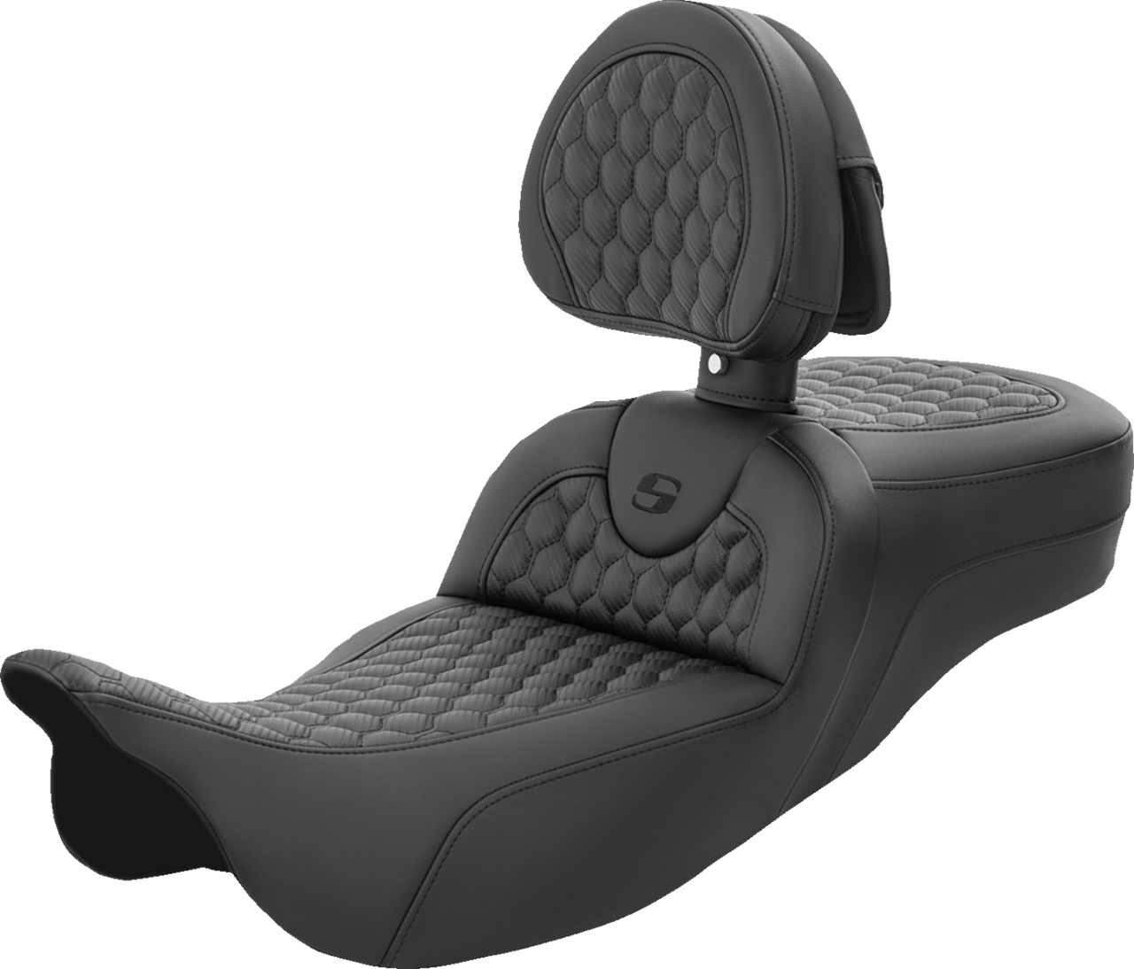 SADDLEMEN RoadSofa* Seat - Honeycomb - with Backrest - Extended Reach - FL '08-'23 808-07B-190BR