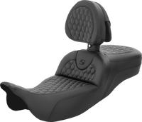Thumbnail for SADDLEMEN RoadSofa* Seat - Honeycomb - with Backrest - Extended Reach - FL '08-'23 808-07B-190BR