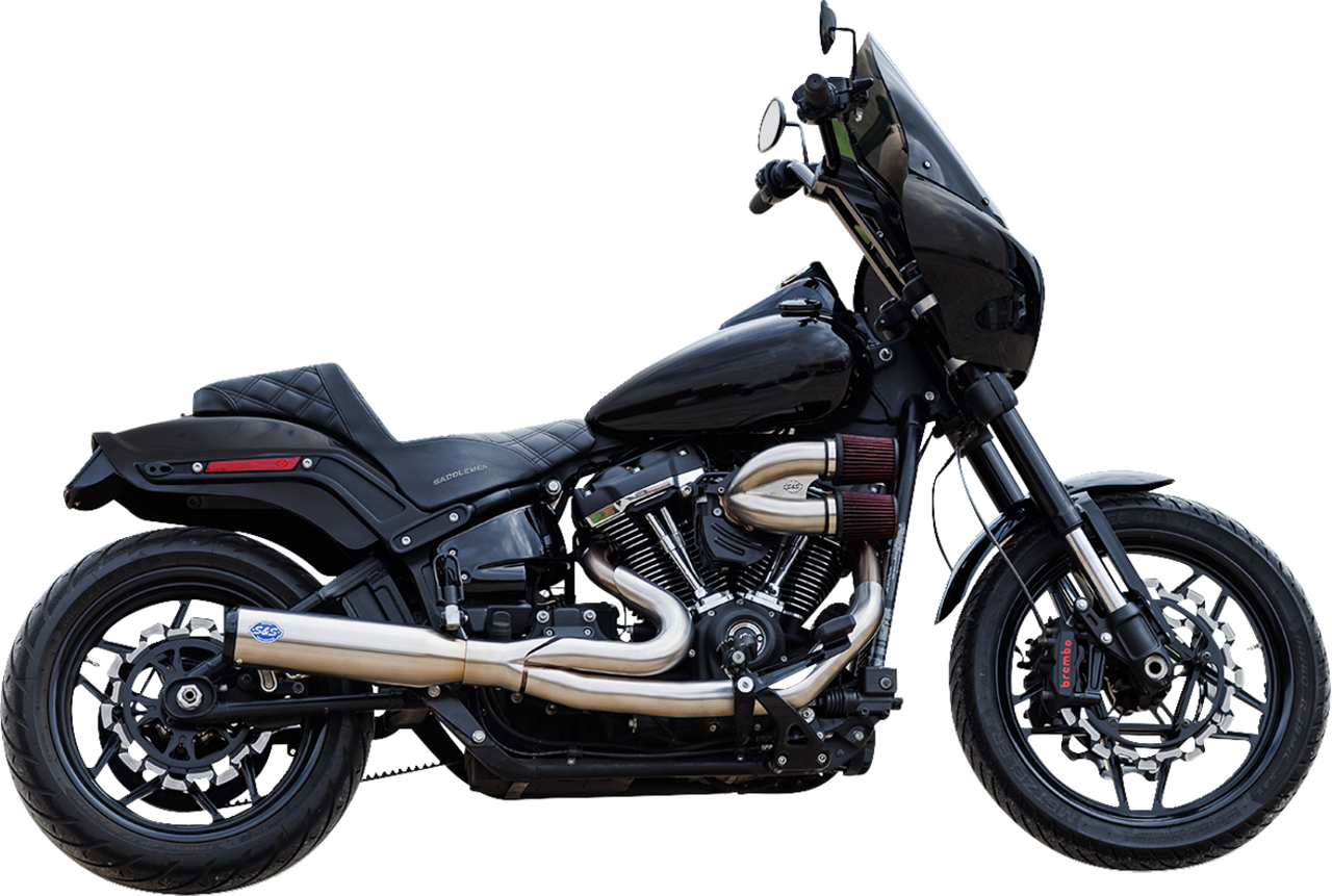 S&S CYCLE 2-into-1 Qualifier Exhaust System - Race Only - Brushed Stainless 550-1105