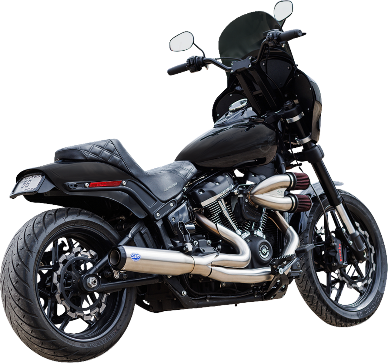 S&S CYCLE 2-into-1 Qualifier Exhaust System - 49-State - Silver 550-1103