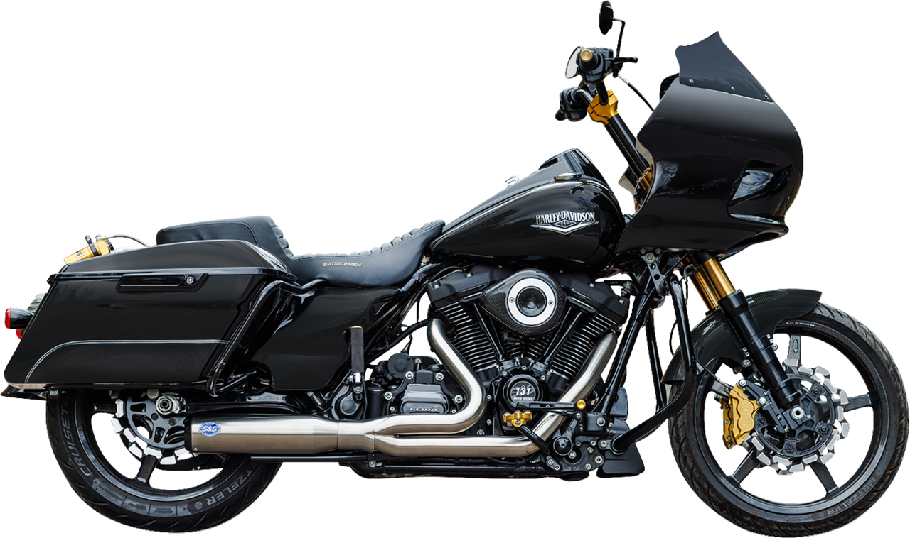 S&S CYCLE 2-into-1 Qualifier Exhaust System - Race Only - Brushed Stainless 550-1107