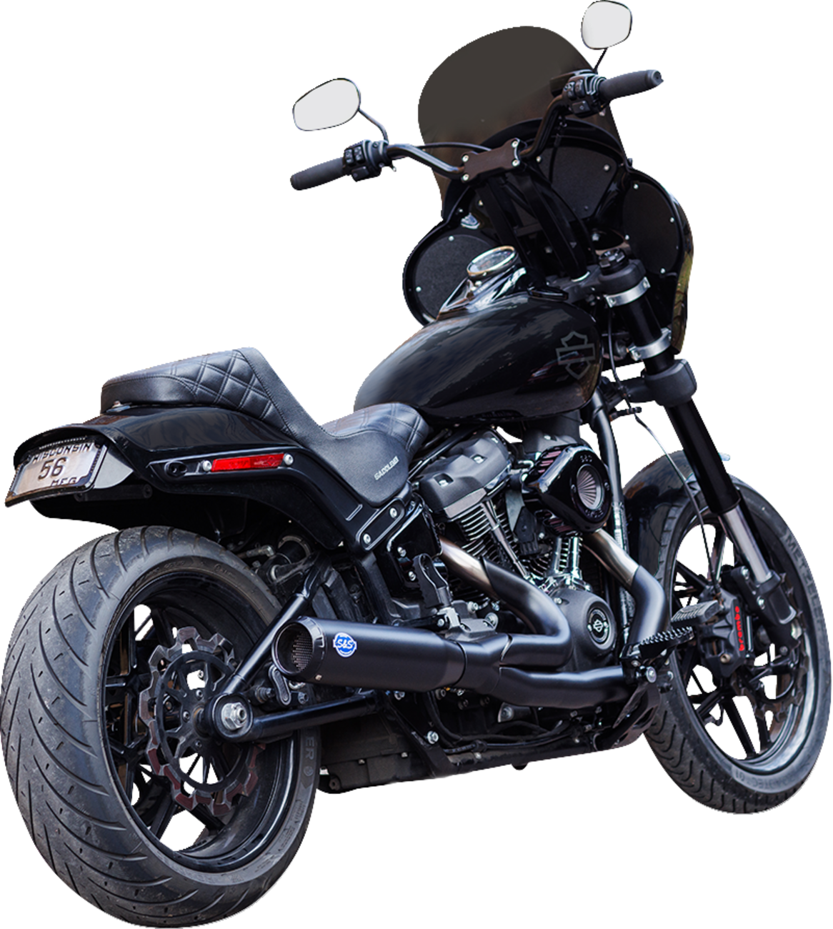 S&S CYCLE 2-into-1 Qualifier Exhaust System - 49-State - Black 550-1104