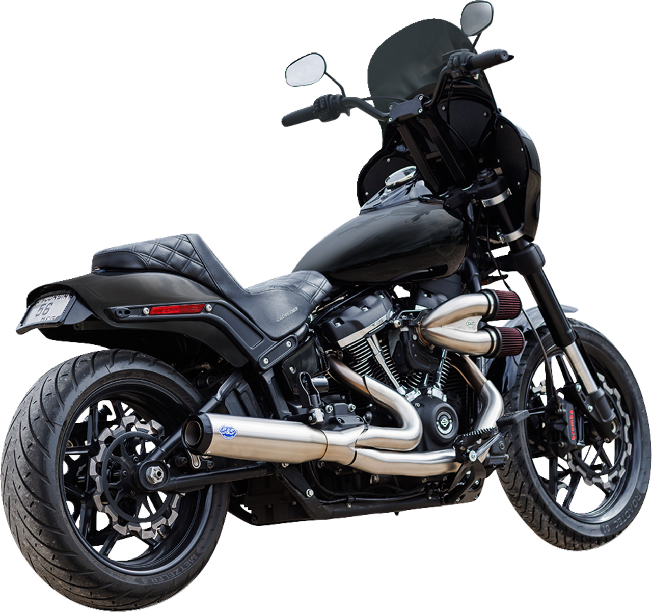 S&S CYCLE 2-into-1 Qualifier Exhaust System - Race Only - Brushed Stainless 550-1105