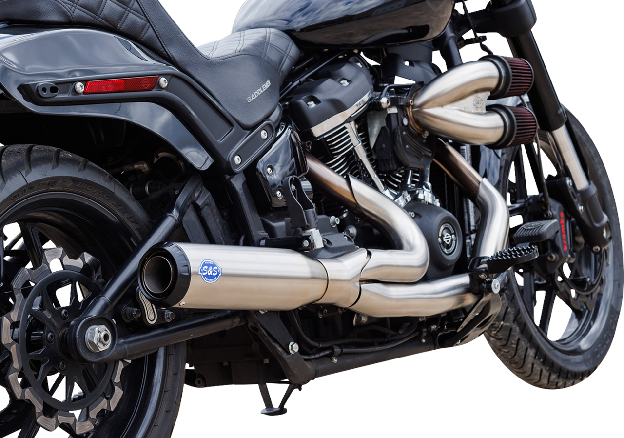 S&S CYCLE 2-into-1 Qualifier Exhaust System - Race Only - Brushed Stainless 550-1105