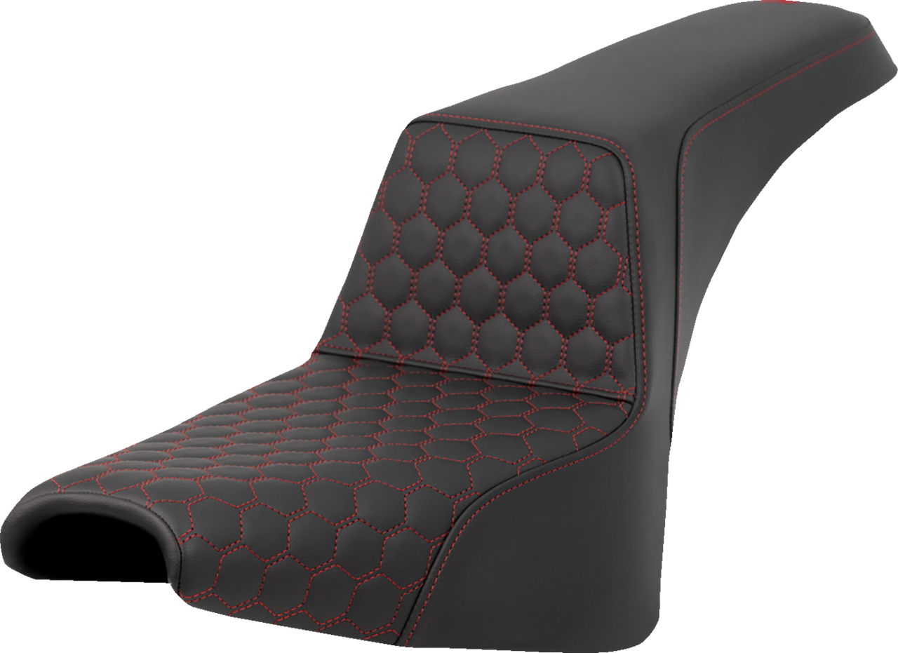 SADDLEMEN Step-Up Seat - Honeycomb - Red Stitching - FXBB/FXST '18-'24 A818-30-177RED